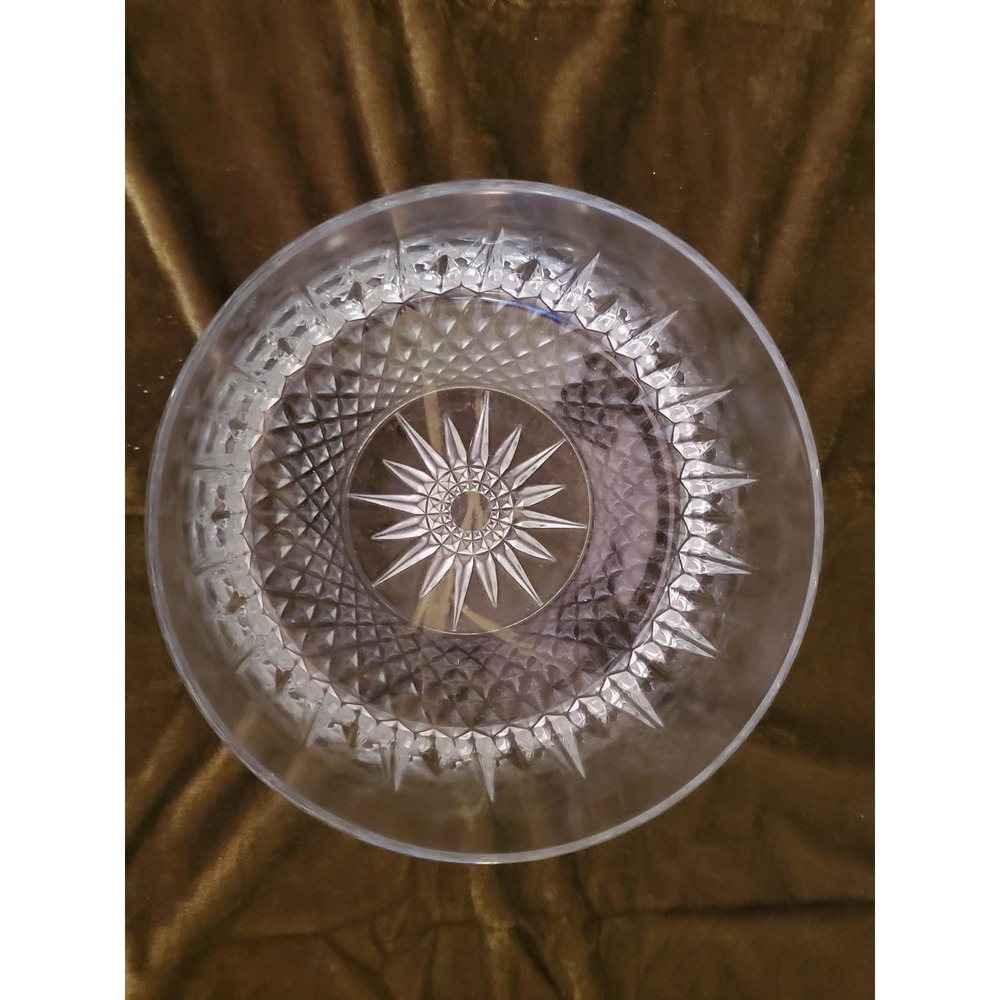 Elcololor France Crystal Bowl Starburst Cut Glass Serving Fruit Salad Bowl